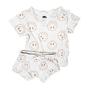 Rebel Bro Camel Smileys Bummie Set 18–24M NWT (Tags Say Shore Baby Co)